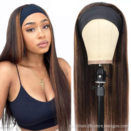 highlight color piano P4/27 headband wig silky Cuticle Aligned Brazilian Human Hair wig for black woman